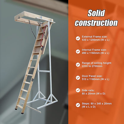 Attic Loft Ladder - 2200mm to 2700mm V63-719995
