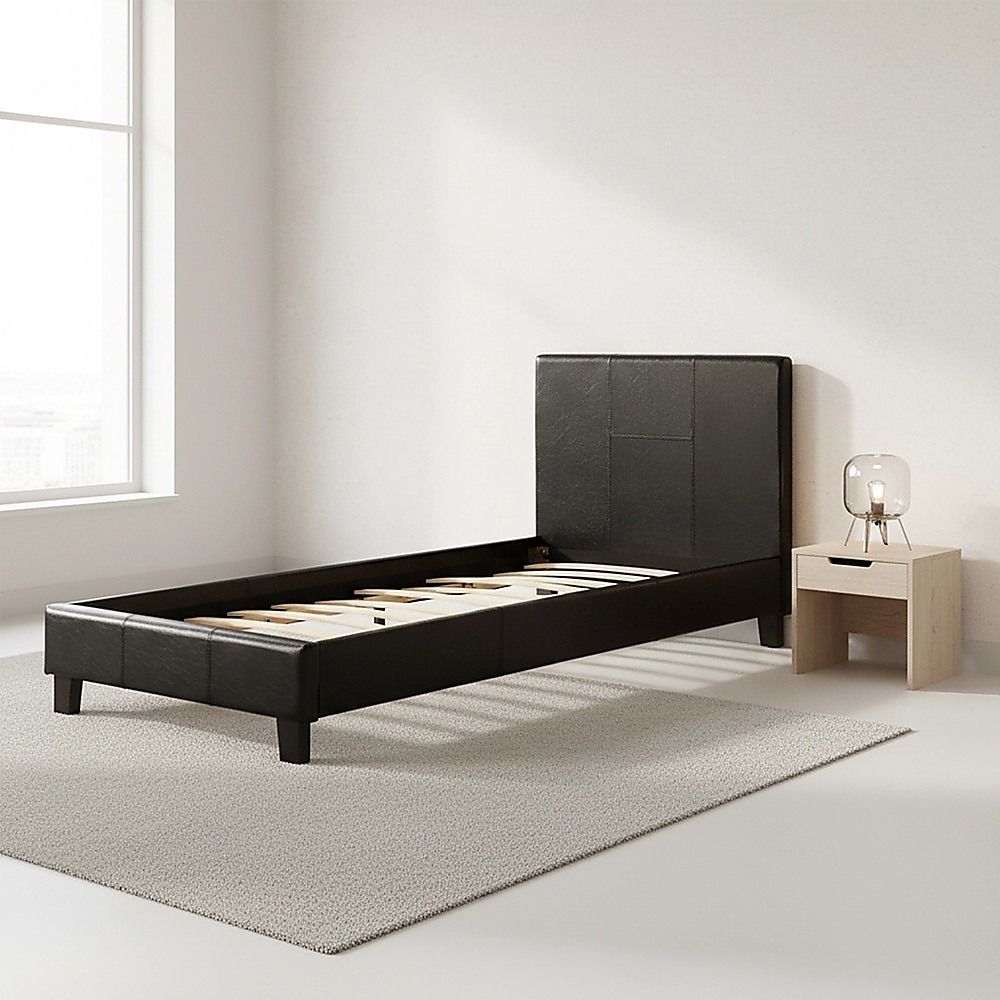 Single PU Leather Bed Frame Black V63-761175