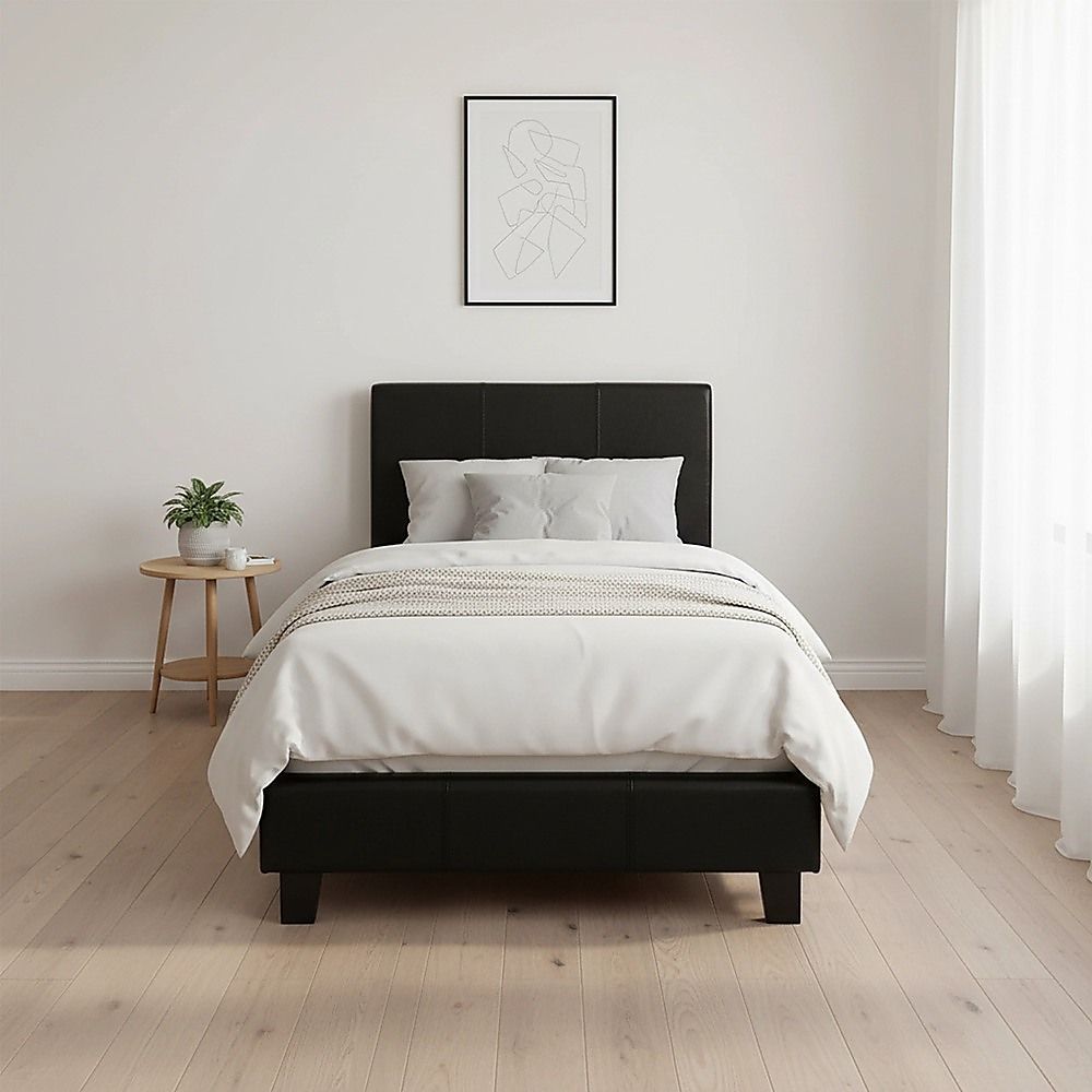 Single PU Leather Bed Frame Black V63-761175