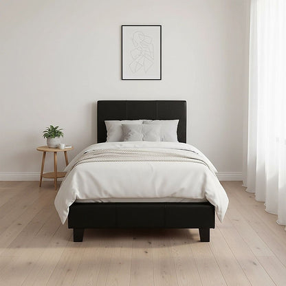 Single PU Leather Bed Frame Black V63-761175