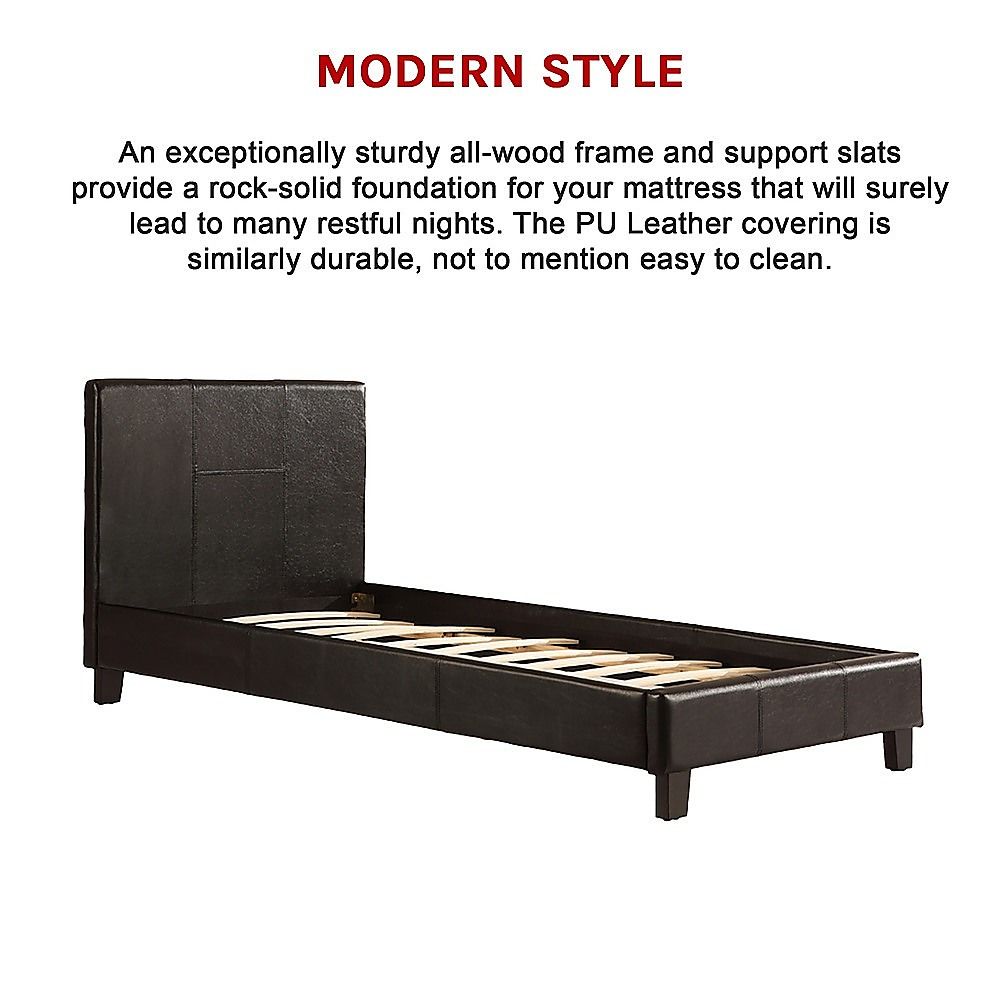 Single PU Leather Bed Frame Black V63-761175