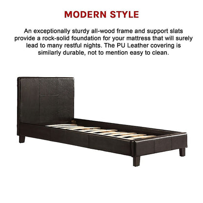 Single PU Leather Bed Frame Black V63-761175