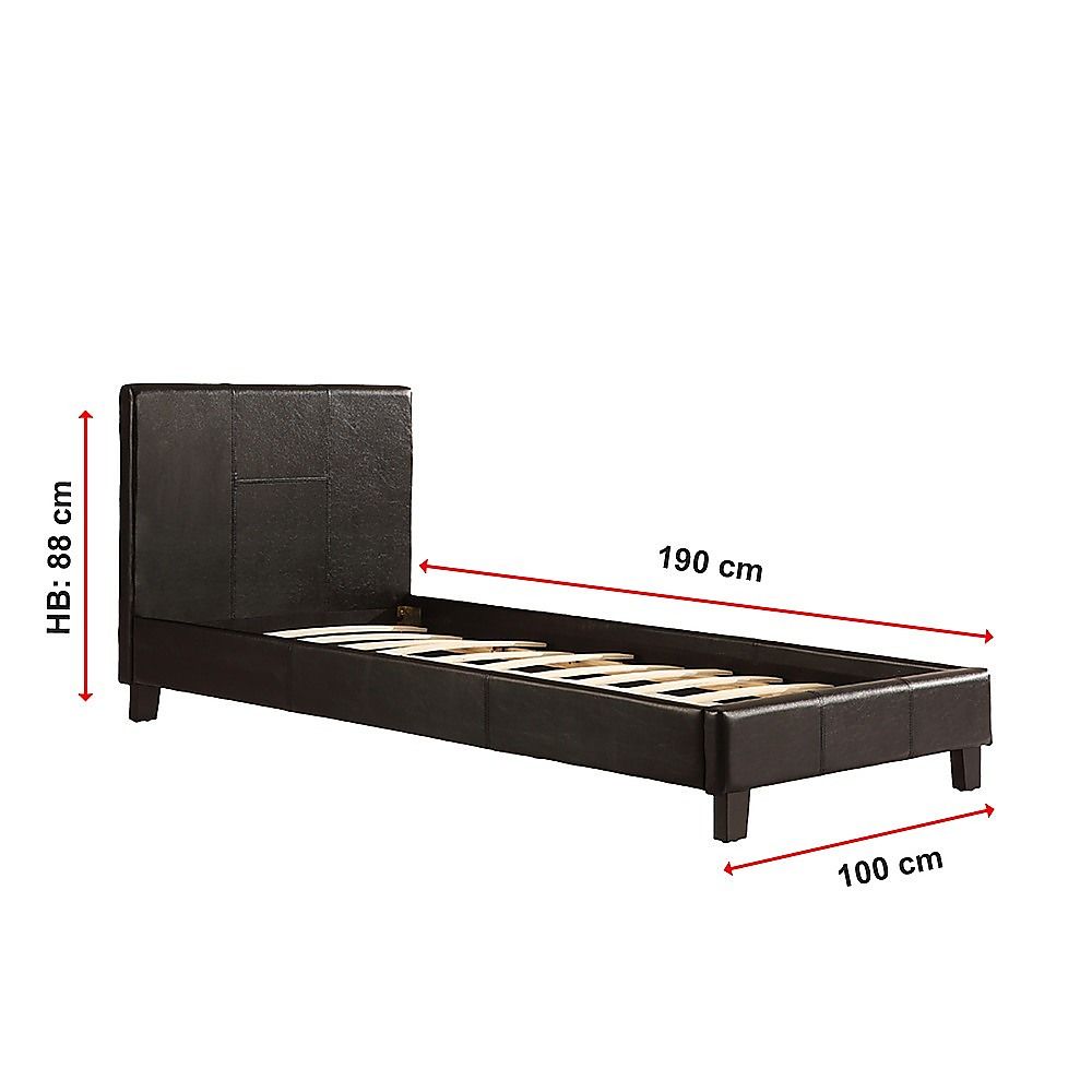 Single PU Leather Bed Frame Black V63-761175