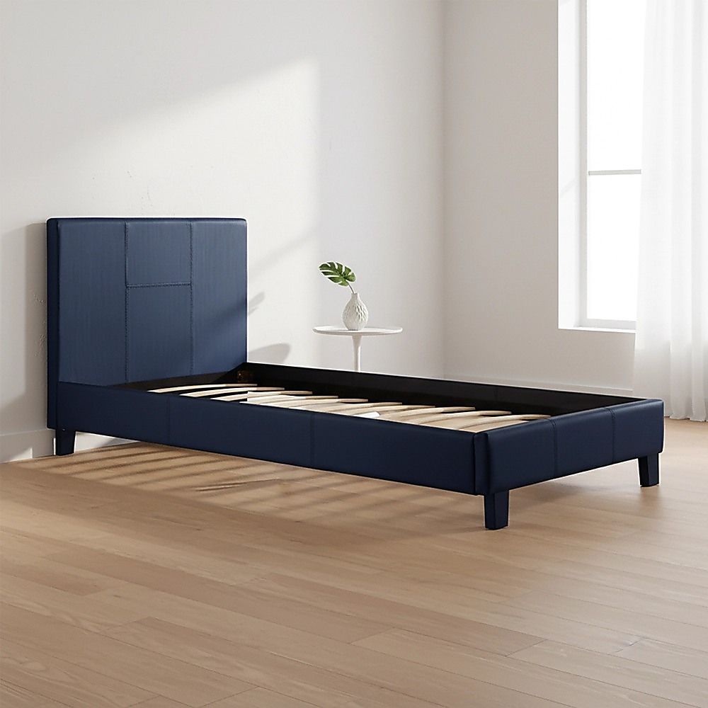 Single PU Leather Bed Frame Blue V63-761185