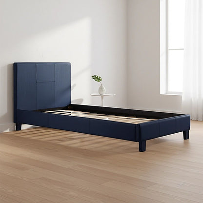 Single PU Leather Bed Frame Blue V63-761185
