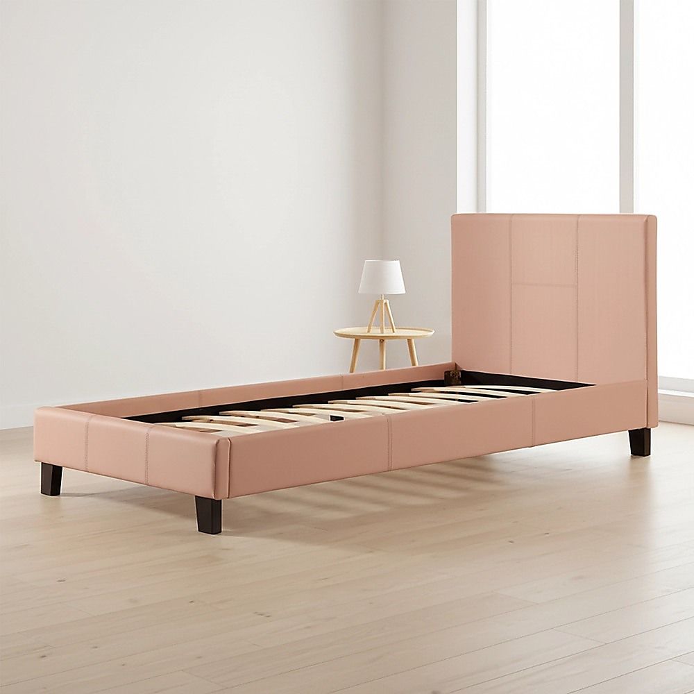 Single PU Leather Bed Frame Pink V63-761195