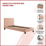 Single PU Leather Bed Frame Pink V63-761195