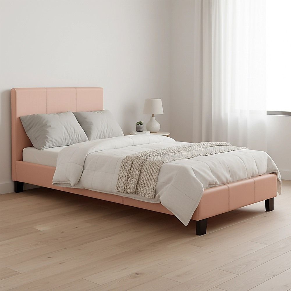 Single PU Leather Bed Frame Pink V63-761195