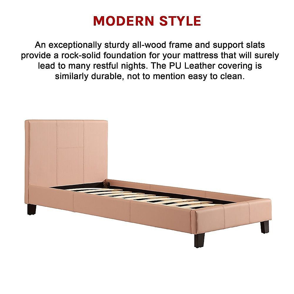 Single PU Leather Bed Frame Pink V63-761195