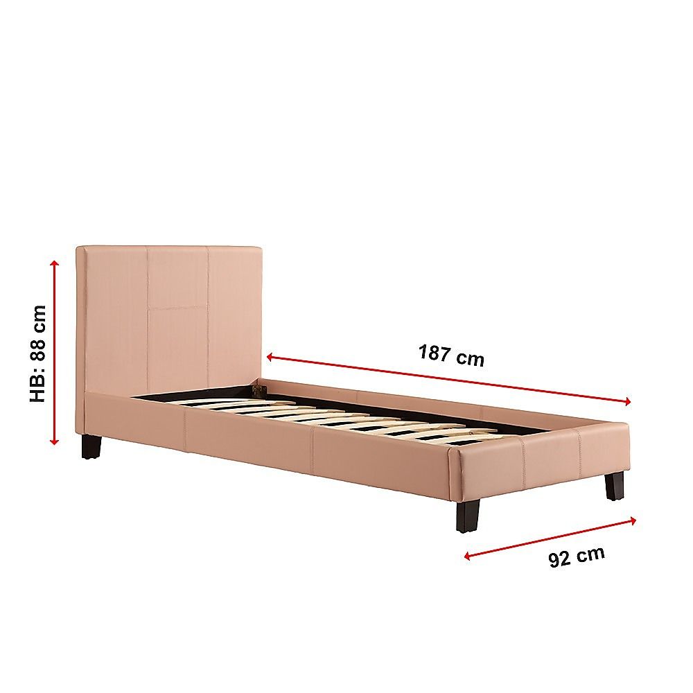 Single PU Leather Bed Frame Pink V63-761195
