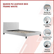 Queen PU Leather Bed Frame White V63-761235