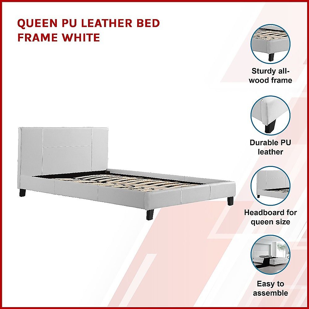 Queen PU Leather Bed Frame White V63-761235
