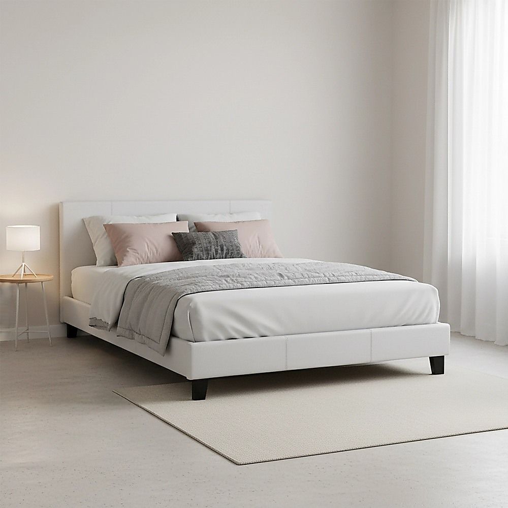 Queen PU Leather Bed Frame White V63-761235
