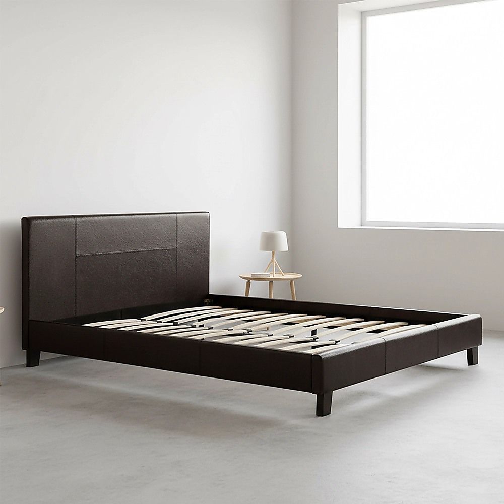 Queen PU Leather Bed Frame Brown V63-761245