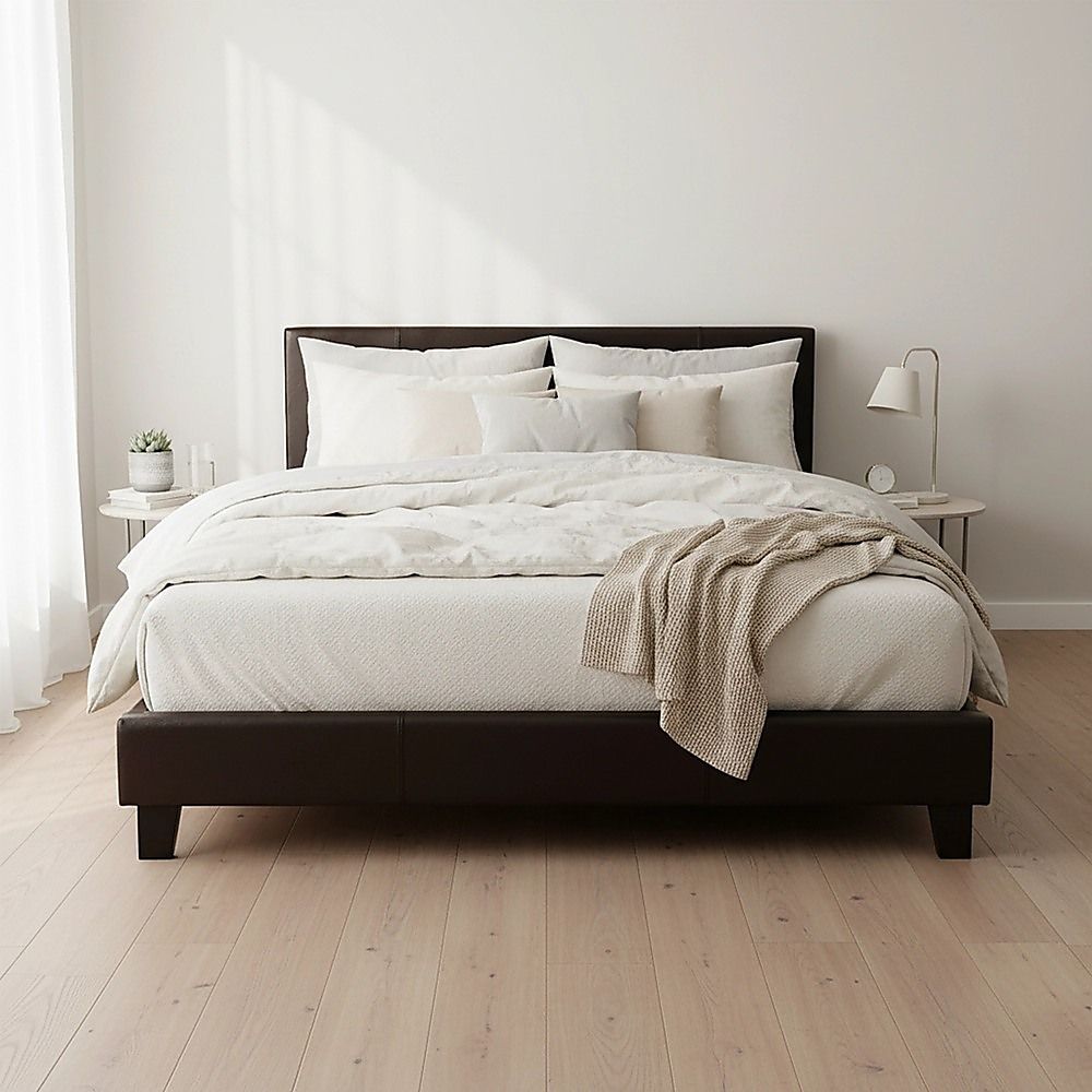 Queen PU Leather Bed Frame Brown V63-761245