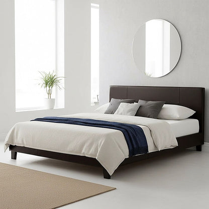 Queen PU Leather Bed Frame Brown V63-761245