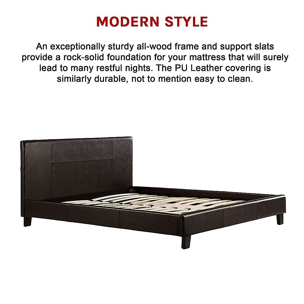 Queen PU Leather Bed Frame Brown V63-761245