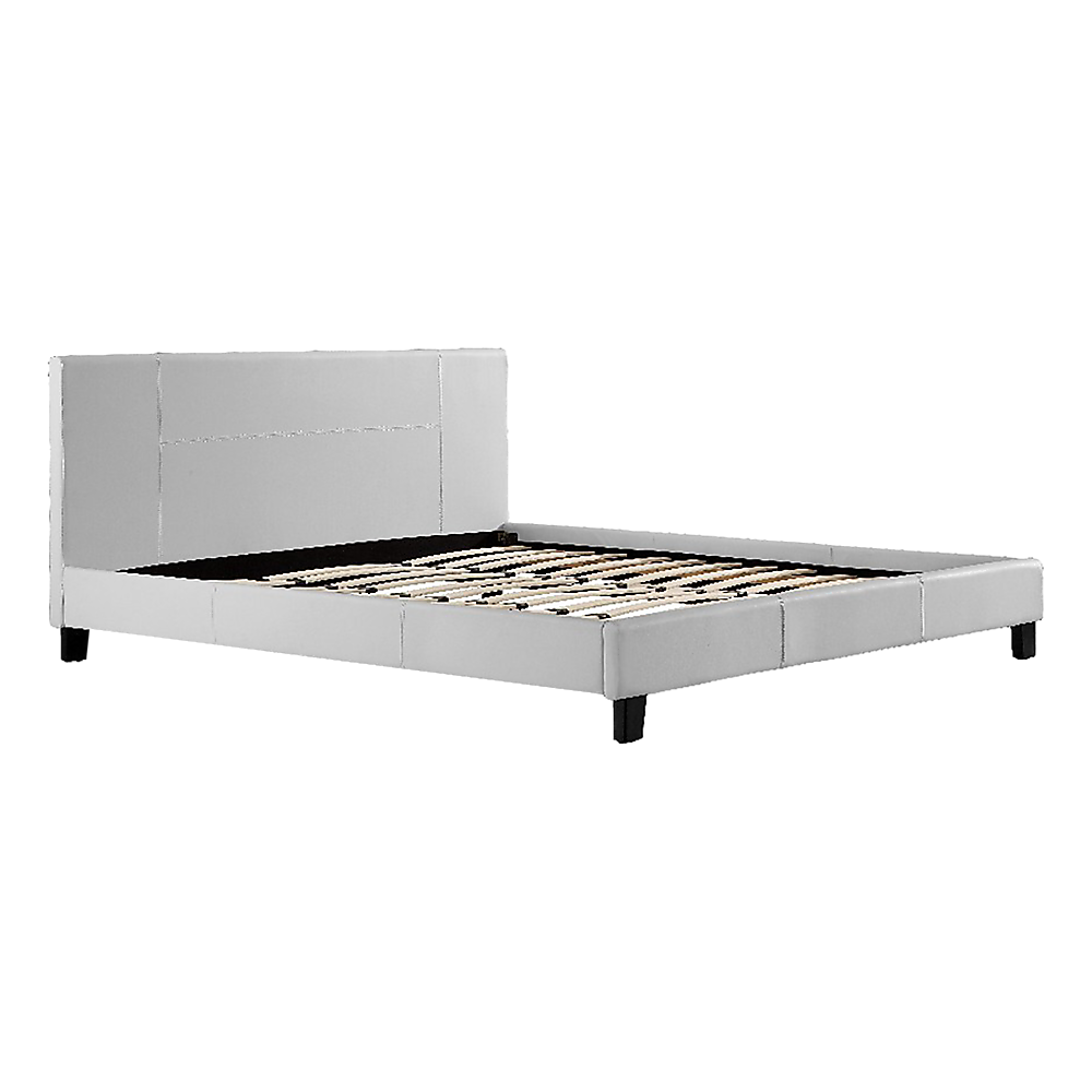 King PU Leather Bed Frame White V63-761255