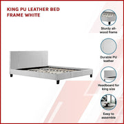 King PU Leather Bed Frame White V63-761255