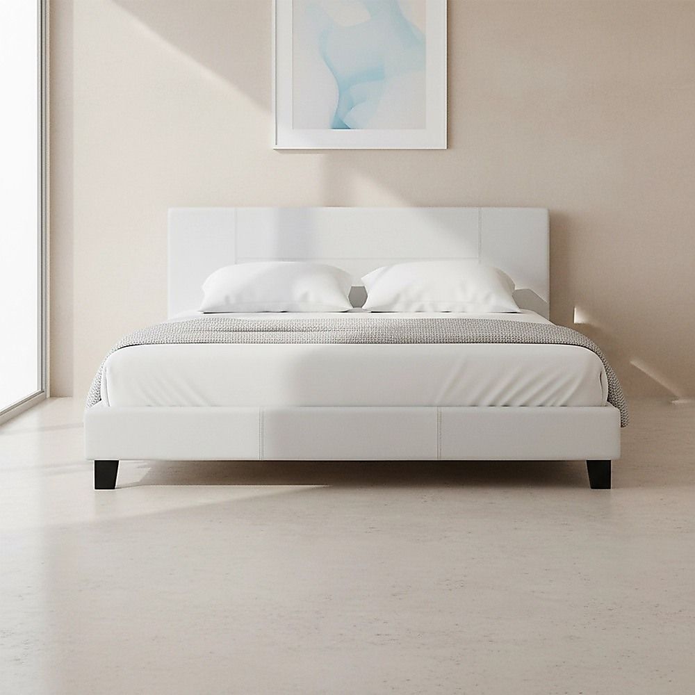 King PU Leather Bed Frame White V63-761255