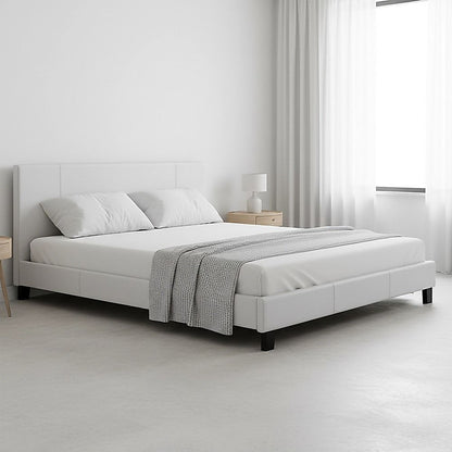 King PU Leather Bed Frame White V63-761255