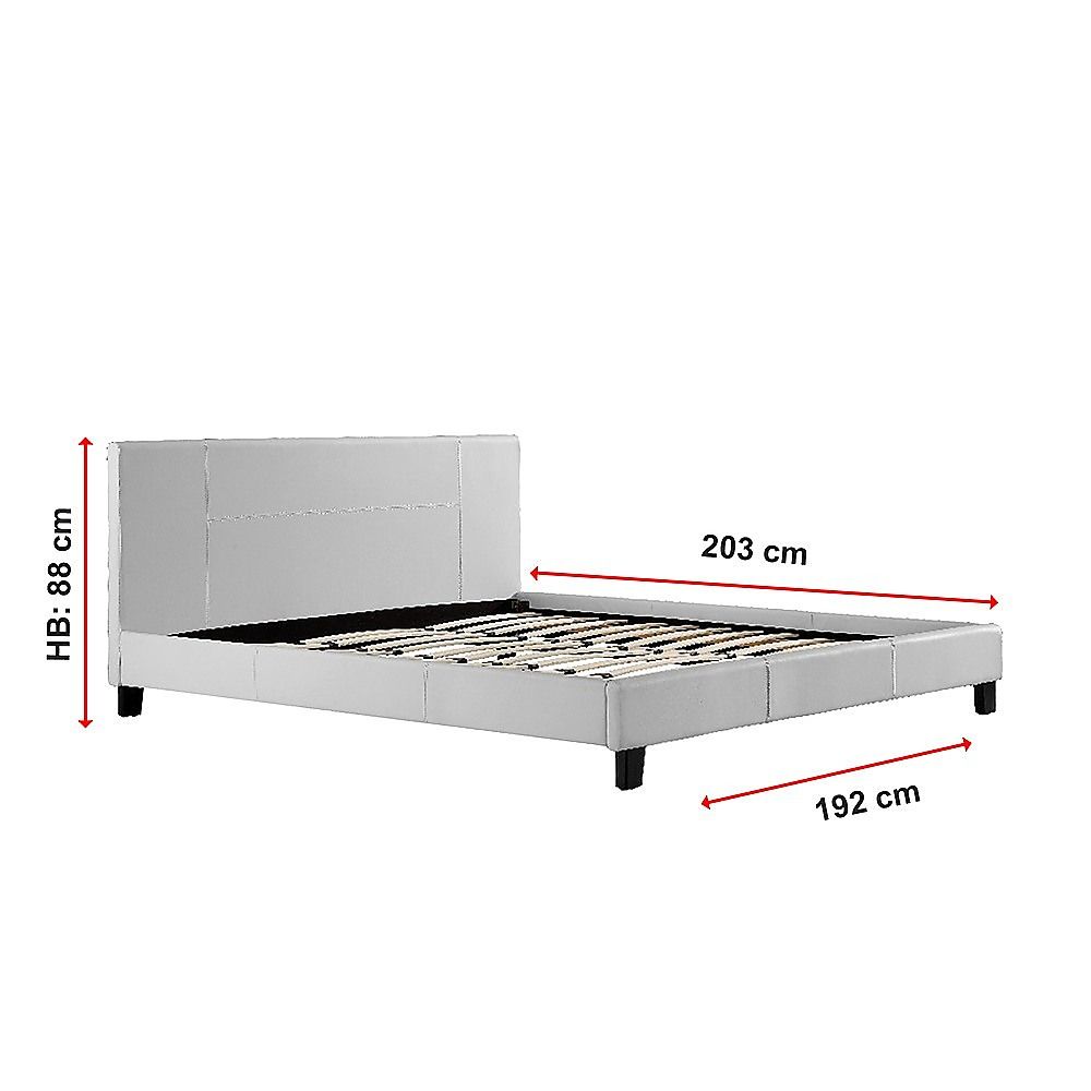 King PU Leather Bed Frame White V63-761255