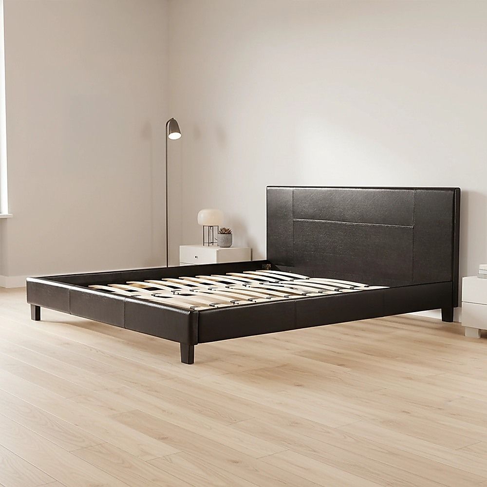 King PU Leather Bed Frame Brown V63-761265