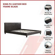 King PU Leather Bed Frame Brown V63-761265