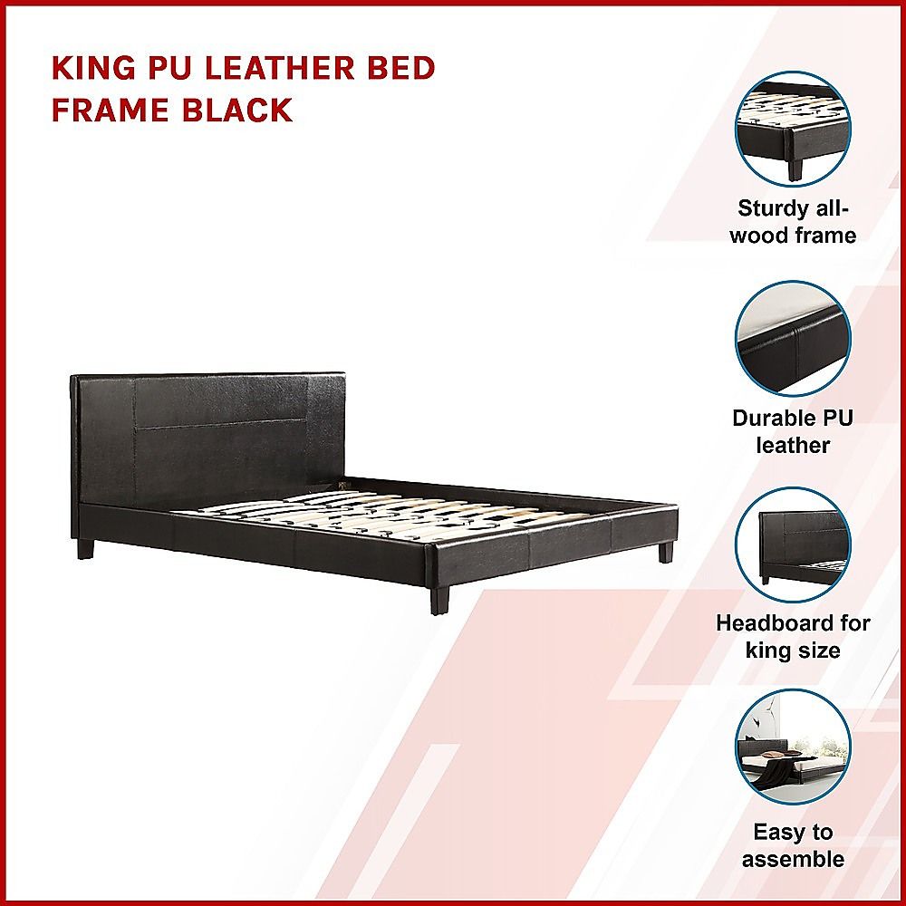 King PU Leather Bed Frame Brown V63-761265
