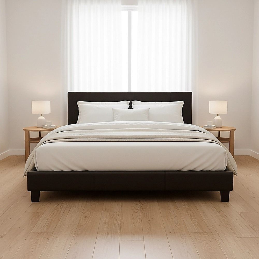 King PU Leather Bed Frame Brown V63-761265