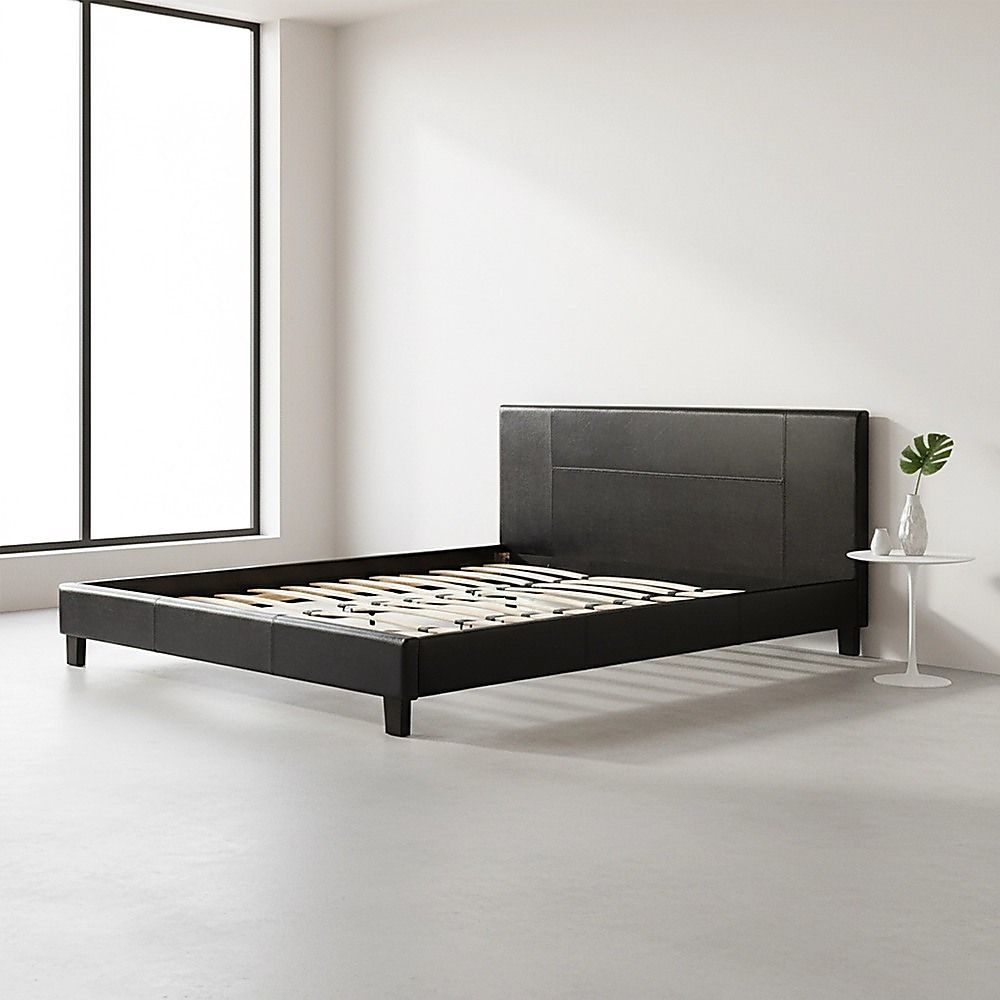 King PU Leather Bed Frame Black V63-761275