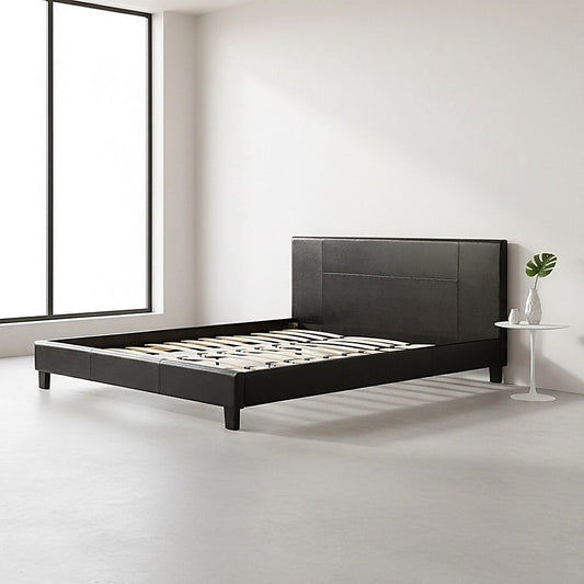 King PU Leather Bed Frame Black V63-761275