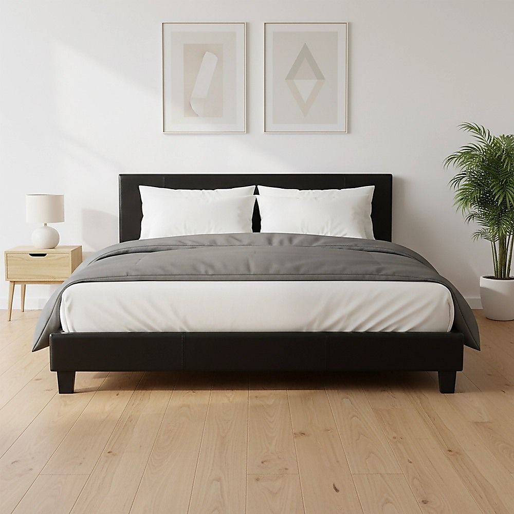 King PU Leather Bed Frame Black V63-761275