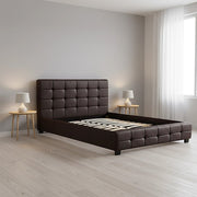 Double PU Leather Deluxe Bed Frame Brown