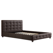 Double PU Leather Deluxe Bed Frame Brown