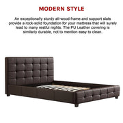 Double PU Leather Deluxe Bed Frame Brown