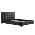 Double PU Leather Deluxe Bed Frame Black V63-761305