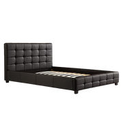 Double PU Leather Deluxe Bed Frame Black V63-761305