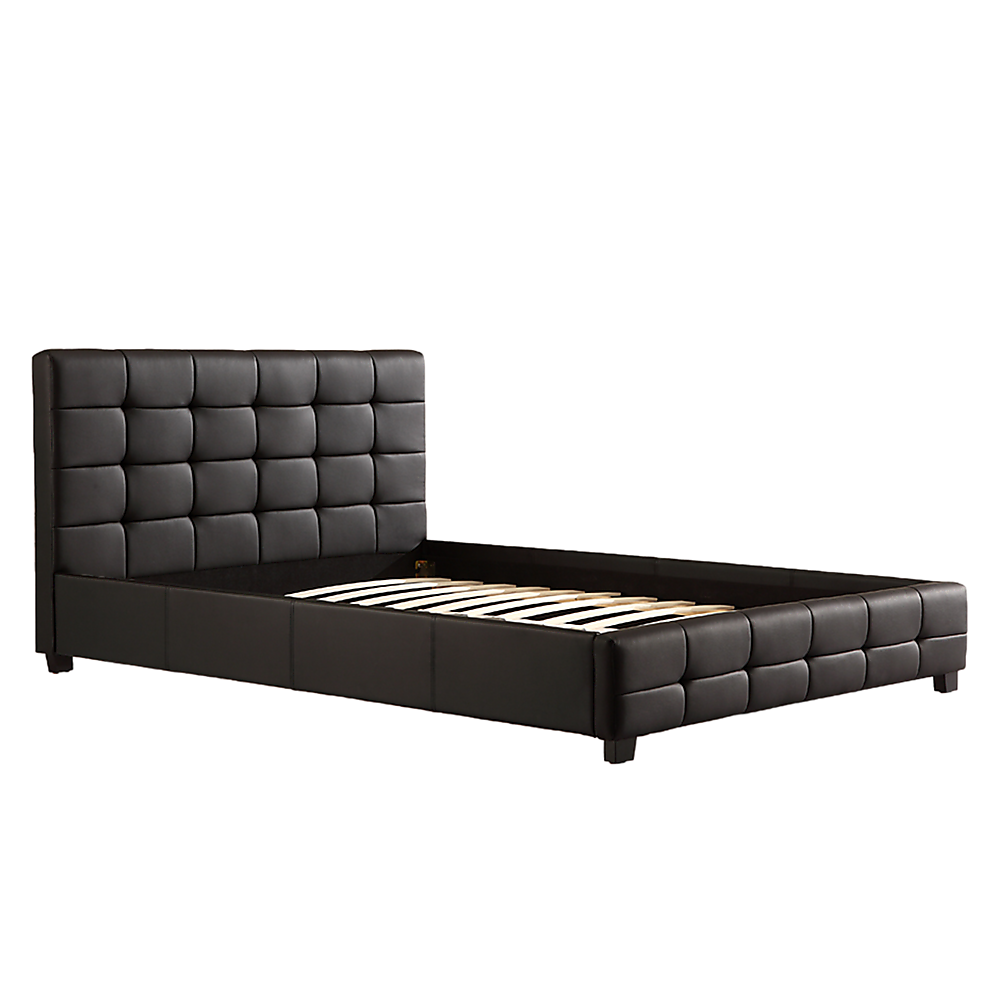 Double PU Leather Deluxe Bed Frame Black V63-761305