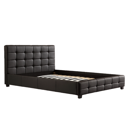 Double PU Leather Deluxe Bed Frame Black V63-761305