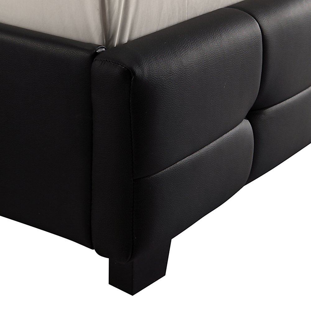 Double PU Leather Deluxe Bed Frame Black V63-761305