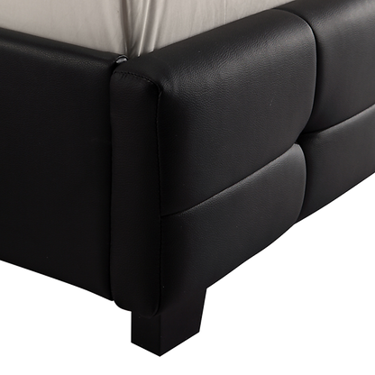 Double PU Leather Deluxe Bed Frame Black V63-761305