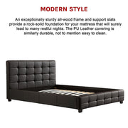 Double PU Leather Deluxe Bed Frame Black V63-761305