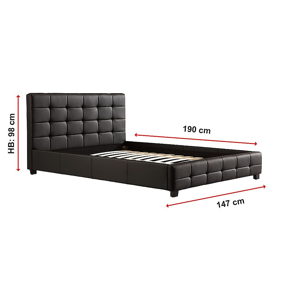 Double PU Leather Deluxe Bed Frame Black V63-761305