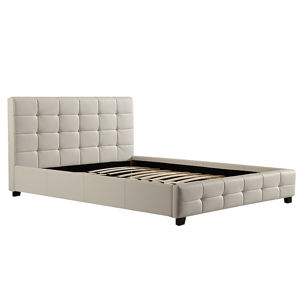 Queen PU Leather Deluxe Bed Frame White V63-761315