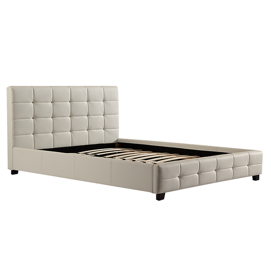 Queen PU Leather Deluxe Bed Frame White V63-761315