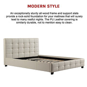 Queen PU Leather Deluxe Bed Frame White V63-761315