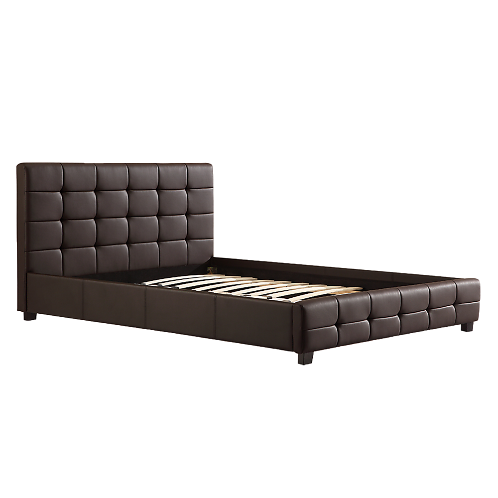 Queen PU Leather Deluxe Bed Frame Brown V63-761325