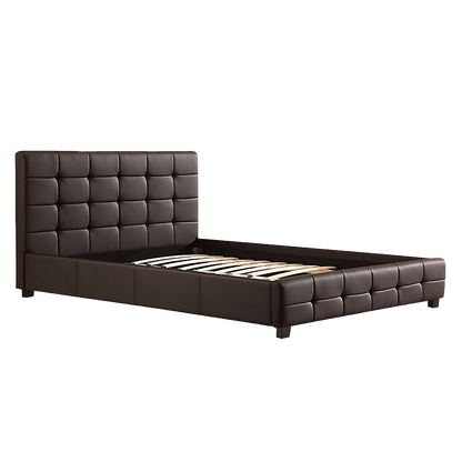 Queen PU Leather Deluxe Bed Frame Brown V63-761325