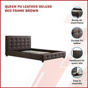 Queen PU Leather Deluxe Bed Frame Brown V63-761325